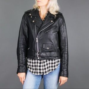 Gorgeous Unisex Black Leather Motorcycle Jacket Sm